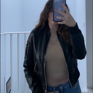 Bershka women’s faux leather bomber jacket